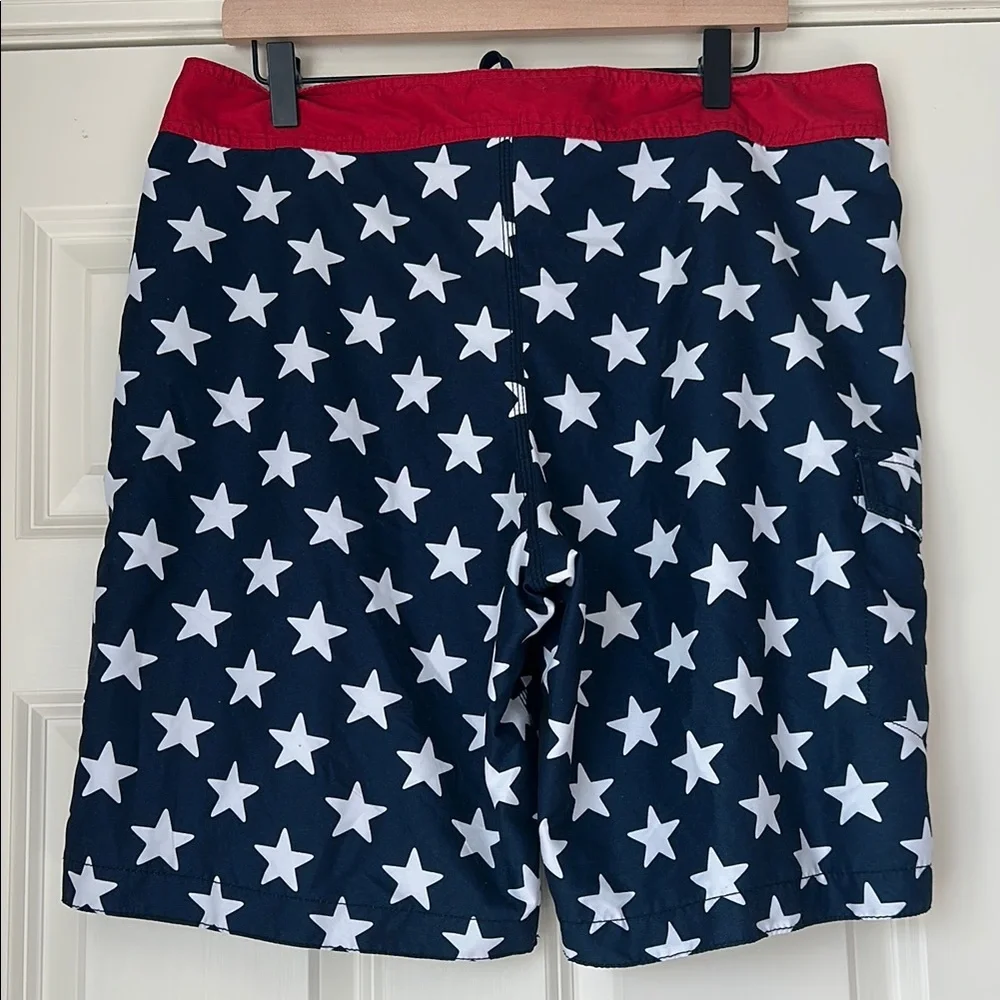 Men's Star-Patterned Swim Shorts - Red and Blue - Picture 2 of 4
